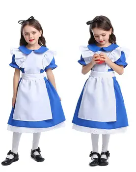 Dekle Otroci Devica Obleko Cosplay Alice pustna Halloween Kostumi za Otroke Devica Kostum za Dekleta