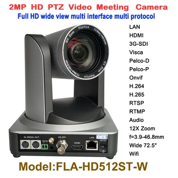 2mp širokokotni 72.5 stopnjo 12x Zoom 1080P živo pretakanje hd video konference, wifi ip ptz kamera z HDMI 3G-SDI Izhod
