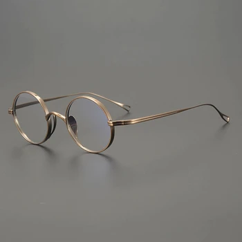 Retro Krog Čistega Titana Očal Okvir 051F Moški Ženske Oblikovalec Preprost Očala za Kratkovidnost Presbyopia Anti-Modri Recept