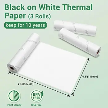 Phomemo 110mm Belega Non-Lepilo Toplotne Papir Bel Termični Papir za Phomemo M04S/M04AS Prenosni Termični Tiskalnik
