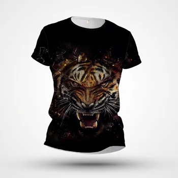 Moška T-shirt 3D Tiskanje Živali Lion T-shirt Velika Moda Vrh Kratek Rokav Poletje moška Oblačila Ulica T-shirt