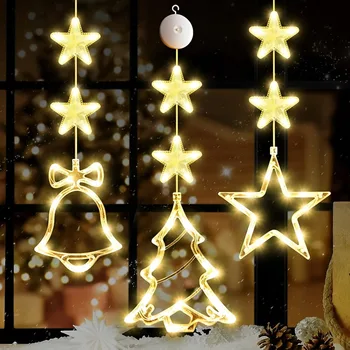 Božič LED Luči Snežinka Božiček ki Visi Bedak Lučka Okna Okraski Okraski za Dom Božič Navidad 2024 Novo Leto Dekor