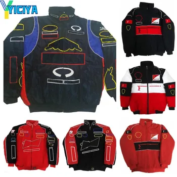 YICIYA F1 dirkalnika navijači oblačila Ameriški bomber jakno bombaž jesenska in zimska oblačila polno vezene motoristična jakna