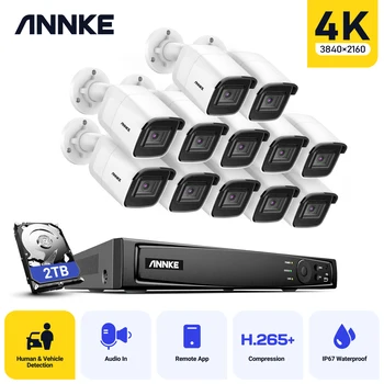 ANNKE 8MP Ultra HD POE Video Varnostni Sistem 4K 16CH NVR 12X 8MP Vremensko Nadzor, IP Kamere človekovih Vozila Odkrivanje