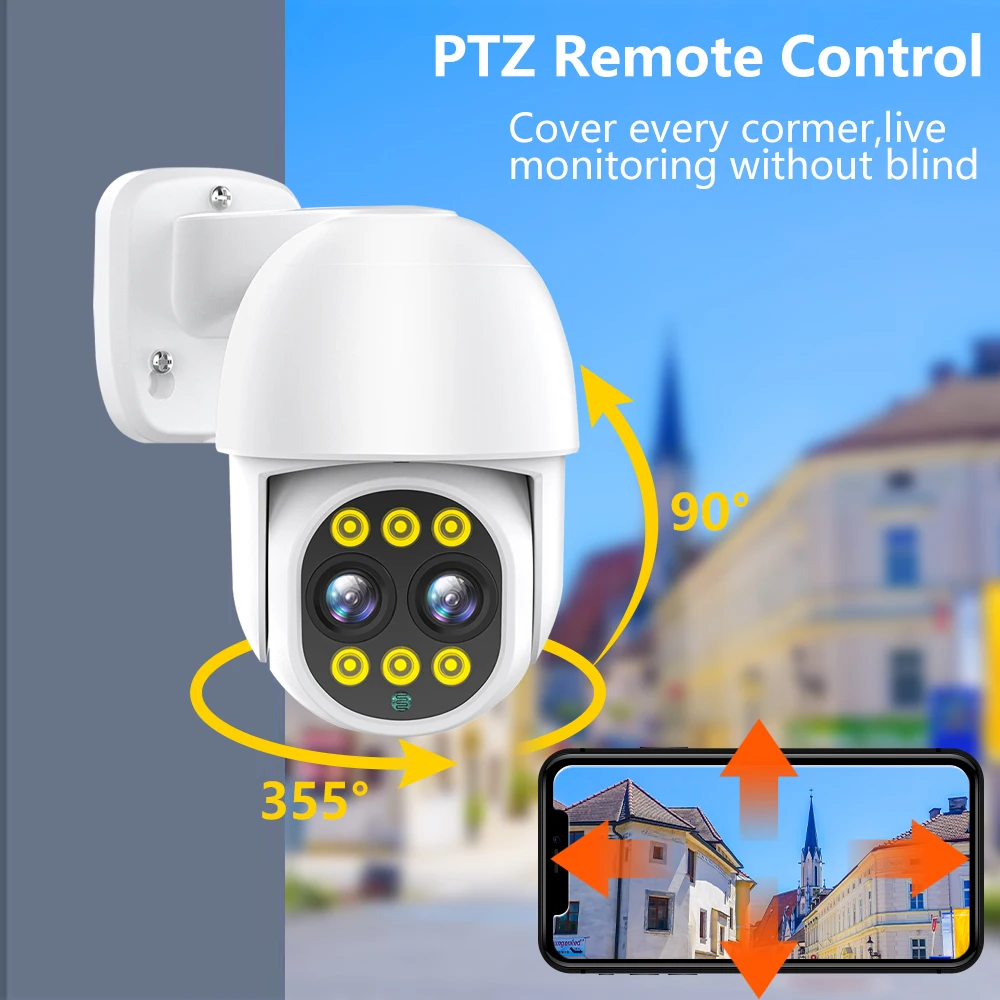 4K Dvojno Objektiv IP Kamera HD, 8MP WIFI Brezžični POE PTZ Kamere Dvojni Zaslon AI Auto Tracking Varnostne Kamere iCSee Video Nadzor