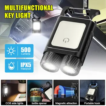 Prenosna Svetilka COB Žep Keychain LED Lučka za Polnjenje po vmesniku USB Vgrajen 500mAh COB Delo Svetlobe, Kampiranje Šotor Svetlobe žepni nož
