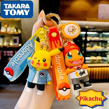 Takara Tomy Pikachu Anime Lepe Avto Dodatki Risanka Šolsko Torbo Keychain Kawaii Ustvarjalne Okraski Srčkan Igrače, Darila za Otrok