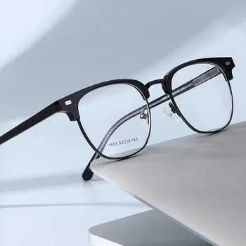 Pol Okvir moška Očala Okvir Acetat Retro Kvadratnih Optičnih Očal na Recept Kratkovidnost Očala, Moška Očala Okvirji Črna
