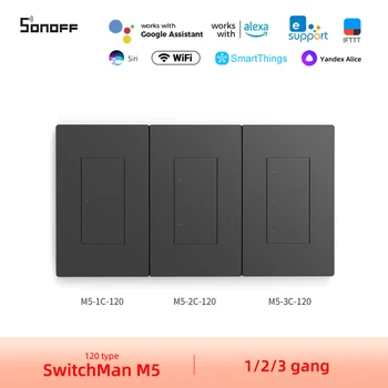 SONOFF M5 SwitchMan wifi Smart Stensko Stikalo 120mm različica Pritisni Gumb Preklopi 1/2/3 Banda Podporo R5 alexa smartthings yandex alice