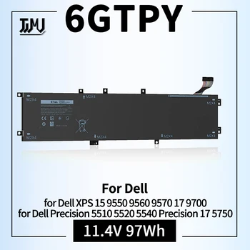 6GTPY Laptop Baterija za Dell XPS 15 9550 9560 Primerni za Dell Precision 5510 5520 XPS 17 9700 Natančnost 17 5750 6 Cell 97Wh