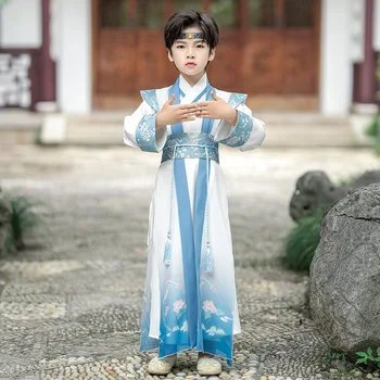 Novi Fant Izboljšano Tang Dinastije Hanfu Bo Ustrezala Poliester Mehko Lep Učenjak Modra Oblačila Dolgo Dolžina Tradicionalni Kostum Cosplay