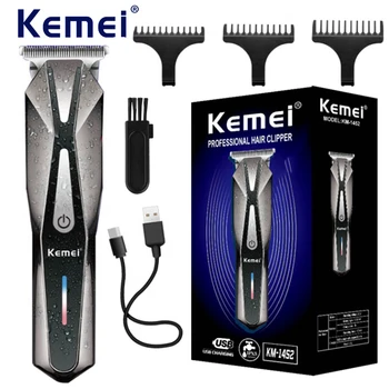 Kemei KM-1452 električni frizuro t-oblike rezilo brezžični clipper končna rob polnilna barber lase rezanje močan