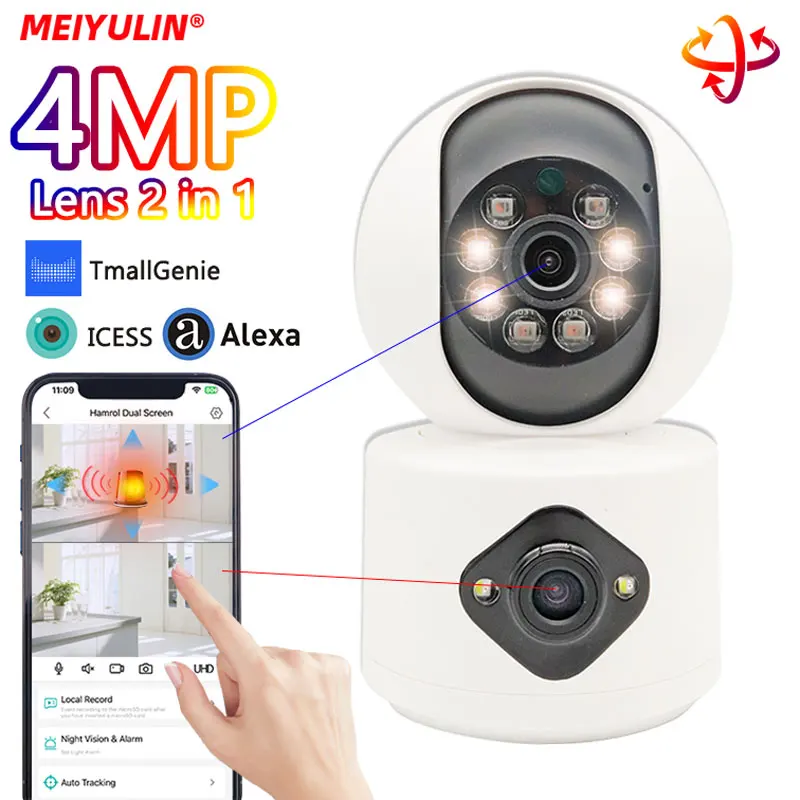 Dvojno Objektiv 4MP Wifi nadzorna Kamera IP Video Survalance Kamere Baby Monitor Varnostno Zaščito Doma Night Vision Sledenje
