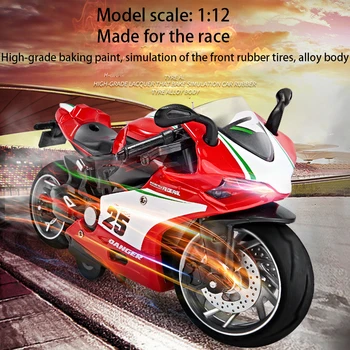 Novo 1:12 Rdeča Ducati Vrnitev na Silo, Zlitine, motorno kolo, Model z Lučmi Kul Metal Igrače Zlitine Telo Dirke Serije avtomobilčki