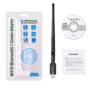 USB WIFI Dongle Brezžični NetworkCard BT5.1 1300Mbps Sprejemnik 6DBi HighGain Antena Uživajte Brezžični Adapter