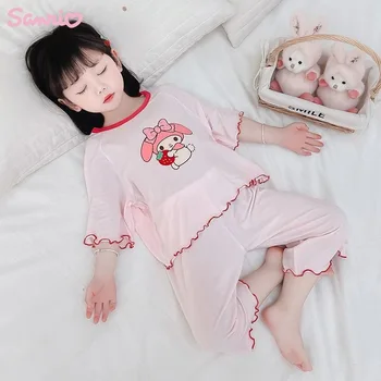 Anime Sanrio Moja Melodija Otrok Modal Pižamo Kawaii Baby Dekle Poletje Tanke Kratka sleeved Vrhovi Hlače Domov Oblačila Sklop Otrok Darilo