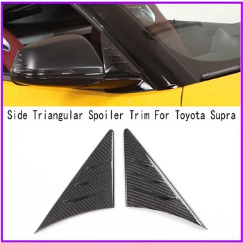 Pravi Ogljikovih Vlaken Rearview Mirror Strani Trikotnika Spojler Trim Dekorativne za Toyota Supra