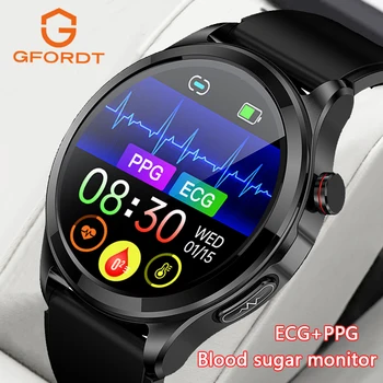 GFORDT NOVO Glukoze v Krvi Pametno Gledati Bluetooth Klic Moški Ženske EKG PPG Krvni Tlak Health Monitor Fitnes Tracker Smartwatch