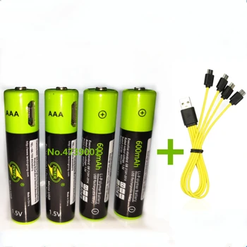 ZNTER 1,5 V AAA polnilne baterije 600mAh USB AAA za ponovno polnjenje litij-polimer baterija hitro polnjenje preko Mikro USB kabla