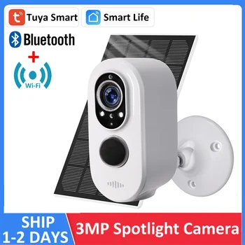Tuya 3MP WiFi, Bluetooth, Baterija Sončne Energije na Prostem Varnosti PIR Pozornosti Barve Night Vision CCTV Nadzor Sirene IP Kamere