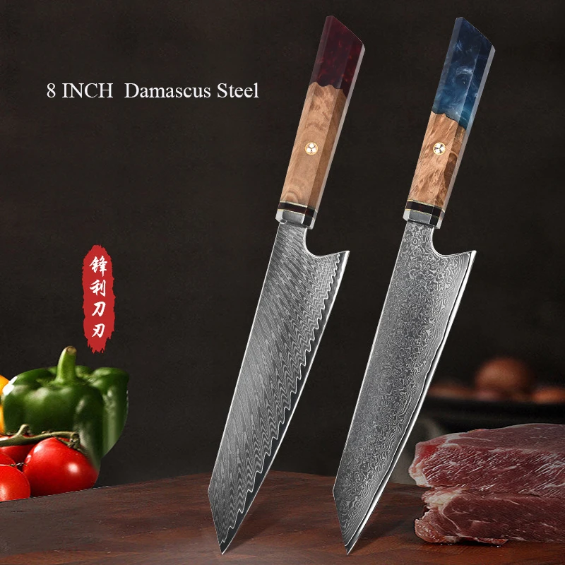 8 Inch Kuhar Nož 67 Plasti VG10 Damask Jekla Kiritsuke Nakiri Noži Kuhinja Smolo Ročaj Japonski Nož