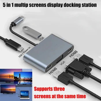 USB Tip C Laptop Razširitveno Postajo Dvojno HDMI Dual Zaslon USB 3.0 Hub Dock Adapter za HP DELL XPS Površine Lenovo ThinkPad