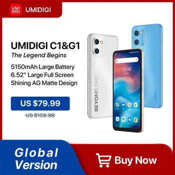 Na Zalogi UMIDIGI C1&G1 Telefon Android 12 Gredo Pametni telefon, Odklenjen 32GB 2GB 6.52