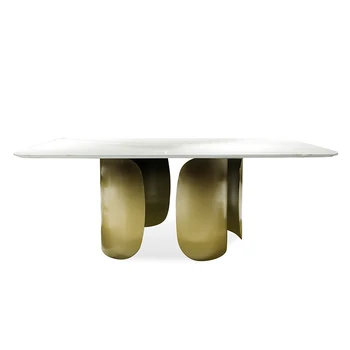 Marmor jedilno mizo post-moderne preprosta iz nerjavečega jekla jedilno mizo pravokotne oblike jedilna miza za 6 oseb