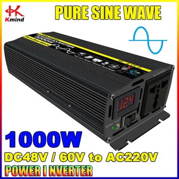 Pure Sine Wave Inverter DC 48V 60V na AC 220V 230V Avto Pretvornik 500W Vrha 1000W Sončne Pege 50Hz 60Hz Doma