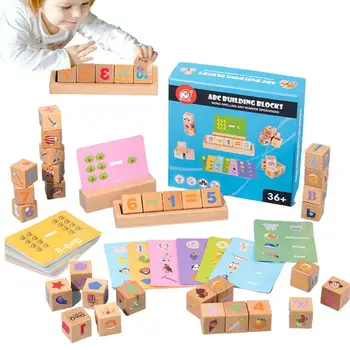 Lesene ABC Bloki Izobraževalne Ujemanje Abeceda Flashcards Pomnilnika Igre 2 V 1 Puzzle Igre Montessori Igrače Matematiko Usposabljanje Besedo
