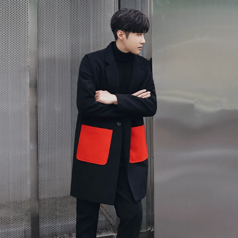 Zimski Suknji korejski Moda Volne Priložnostne Volnene Plašče za Moške Plus Velikost Moške Jakne 2023 Mozaik Strani Žepi Oblačil Y28