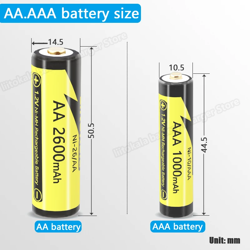 20PCS LiitoKala AA Baterijo 2600mAh 1,2 V 2A Ni-Mh Dvojno A Baterij za ponovno Polnjenje In 5PC AA Svetilka Igrače Baterije Primeru Škatle