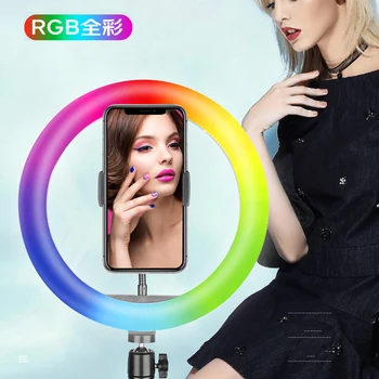 RGB Obroč Svetloba, možnost zatemnitve 10in 12v 14in 1/4 nit Selfie Lučka Fotografske Osvetlitev Studio Video Lučka Za Živo Make Up