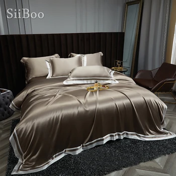 Siiboo super luksuzno 25 mm mulberry svile posteljnina stanja rjuhe kritje set top razred 100% naravna svila Ameriški stil sp6637