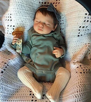 49 cm Loulou Newborn Baby Doll, ki so Prerojeni Zaspal Mehko Ljubki Telo Realističen 3D Kože z Vidnimi Žilami Visoko Kakovostnih Ročno izdelanih Lutk
