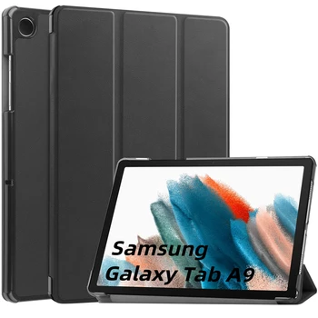 Usnje Pokrovček Za Samsung Galaxy Tab A9 8 inch 2023 SM-X115 Tablet Tri-krat Kolesa Trdo Lupino Ultra Slim PU Knjiga Flip Primeru