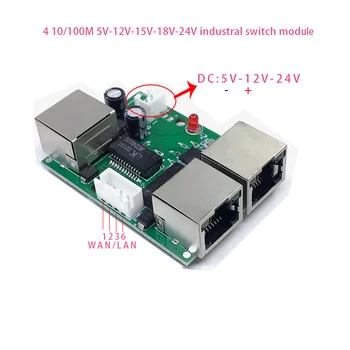 Mini PCBA 4Ports Networkmini ethernet stikalo modul 10/100Mbps 5V 12V 15V 18V 24V